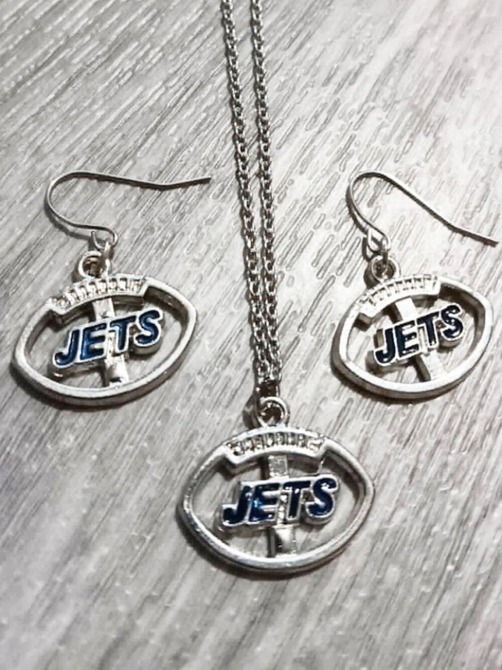 NY Jets Football Necklace and Earrings set